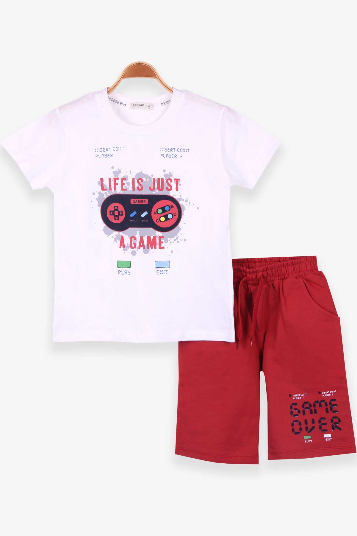 Breeze Erkek Çocuk Şortlu Takım Baskılı Ekru (5-10 Yaş)
