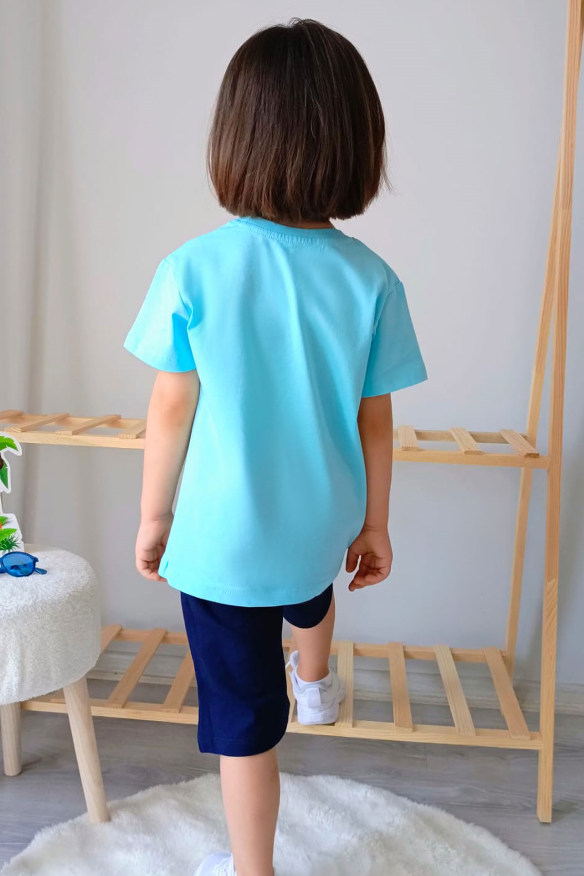 Breeze Erkek Çocuk Şortlu Takım Bebek Aslancık Baskılı Açık Mavi (1-4 Yaş)