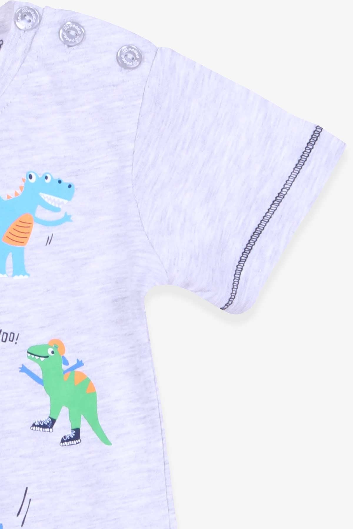 Breeze Erkek Çocuk Şortlu Takım Dinozor Baskılı Açık Gri Melanj (1.5-5 Yaş)