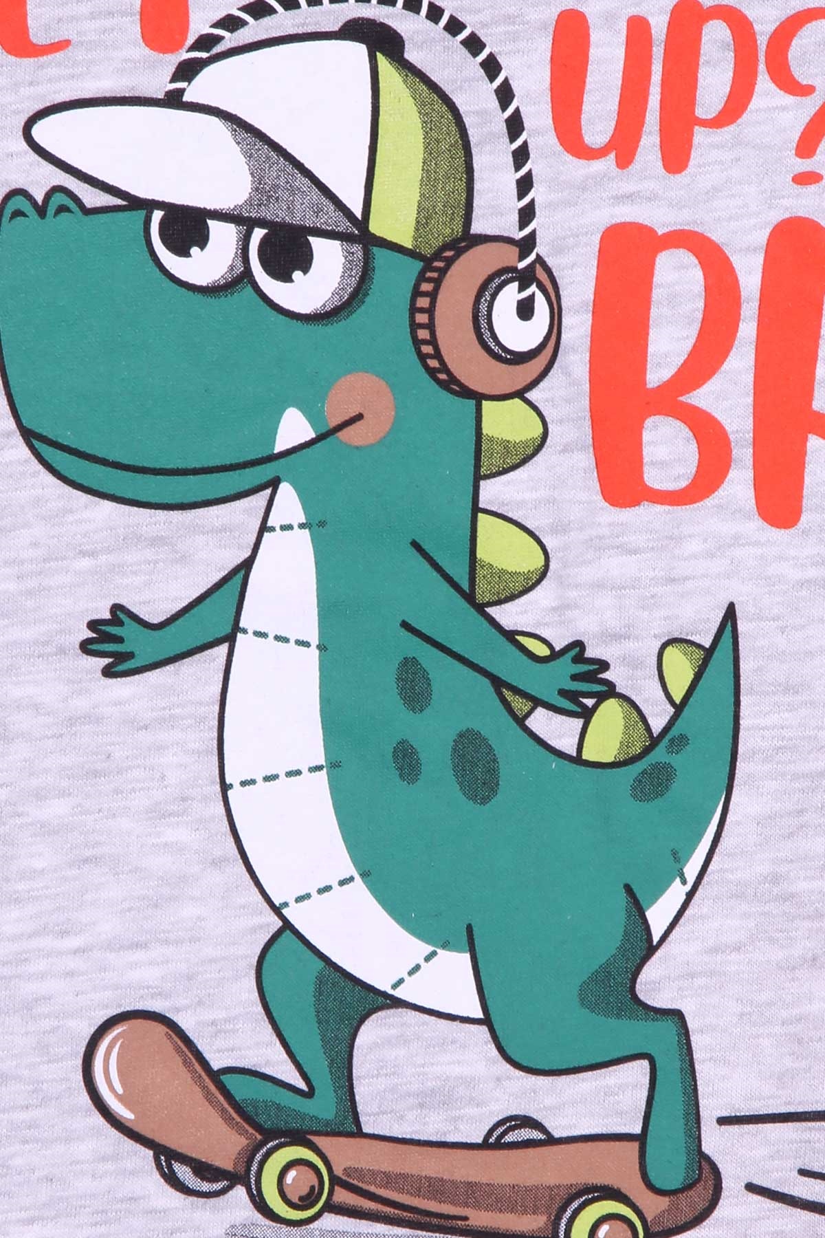 Breeze Erkek Çocuk Şortlu Takım Dinozor Baskılı Açık Gri Melanj (1.5-5 Yaş)