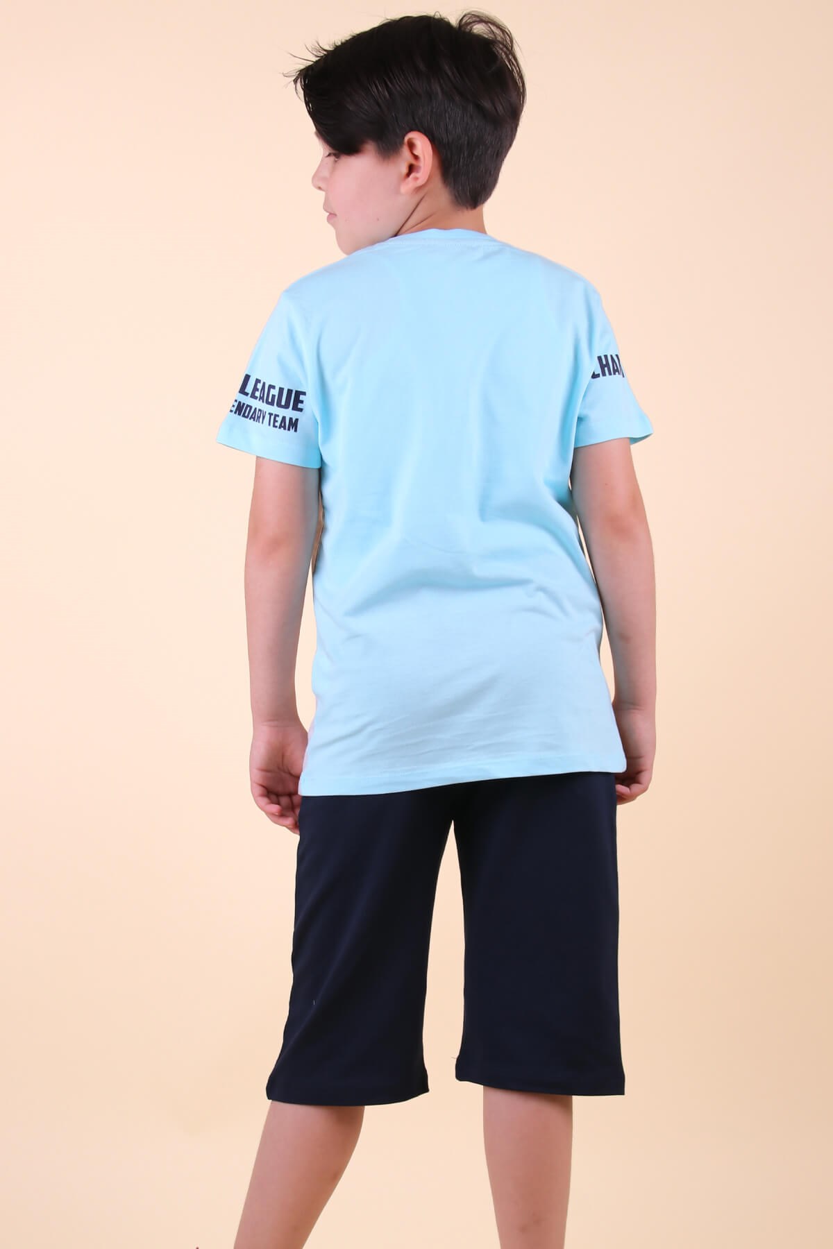 Breeze Erkek Çocuk Şortlu Takım Sport Baskılı Turkuaz (5-10 Yaş)
