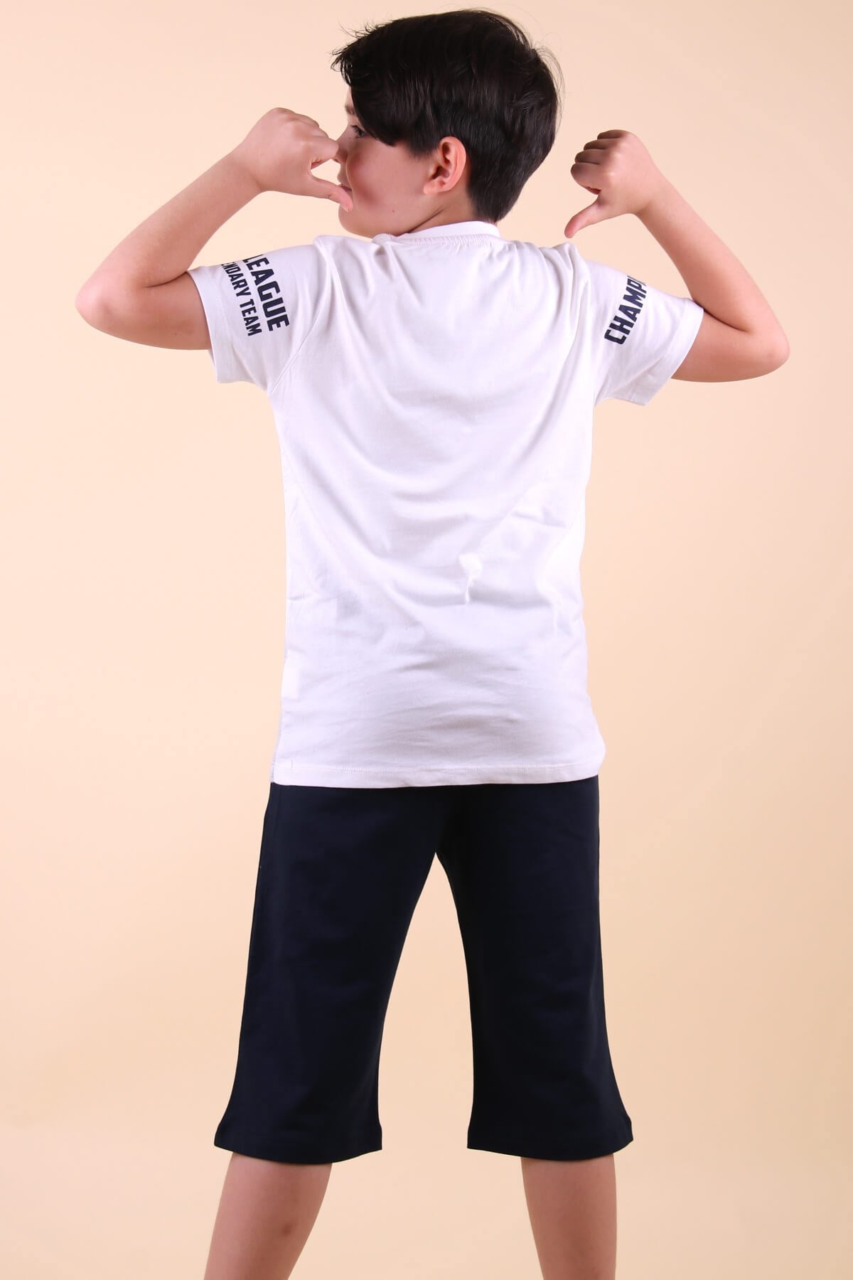 Breeze Erkek Çocuk Şortlu Takım Sport Baskılı Ekru (5-10 Yaş)