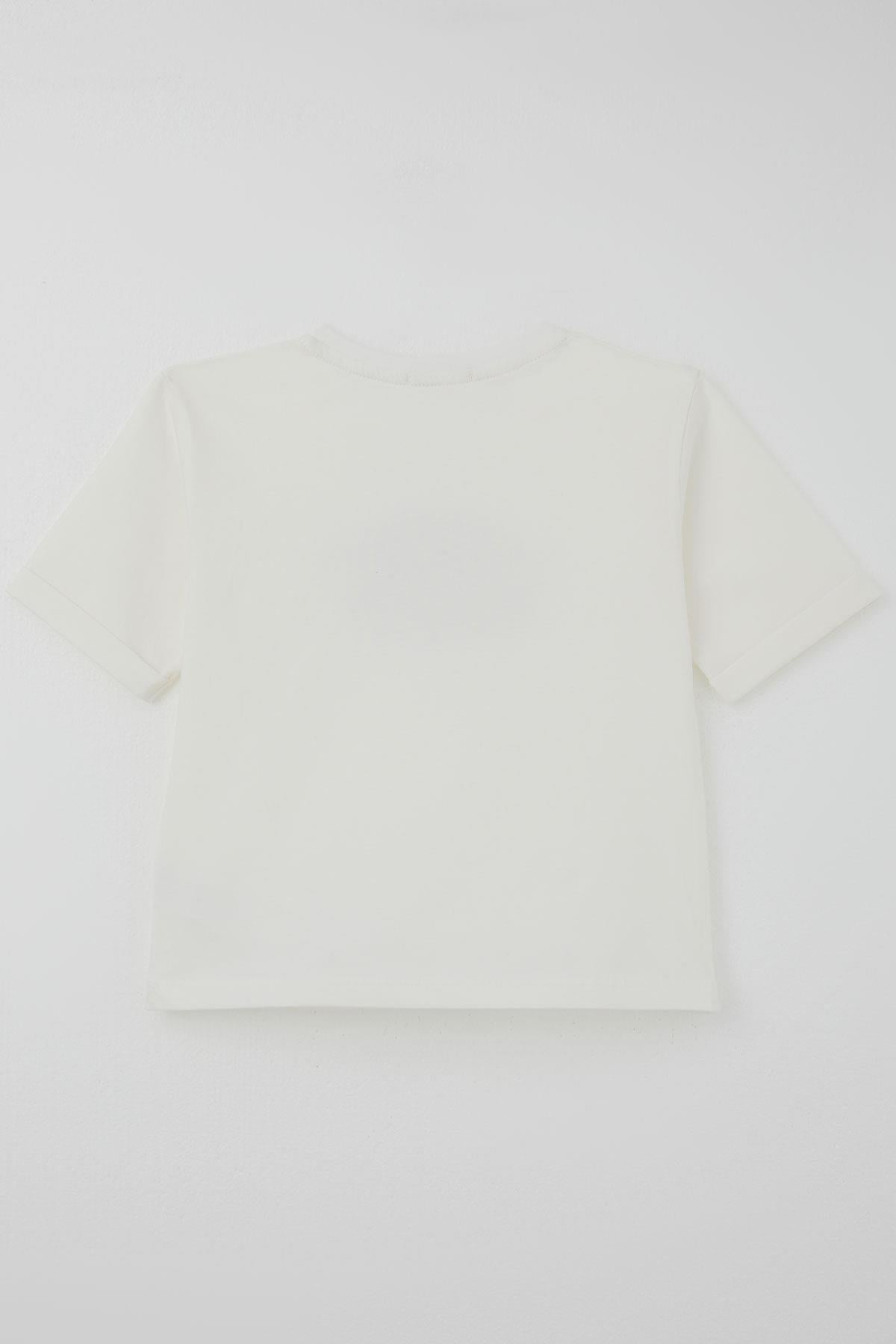 Breeze Erkek Çocuk Şortlu Takım Yazı Baskılı Ekru (3-7 Yaş)