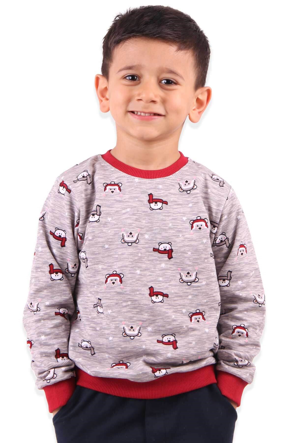 BREEZE Erkek Çocuk Sweat Ayıcıklı Kahverengi (1.5-5 Yaş)