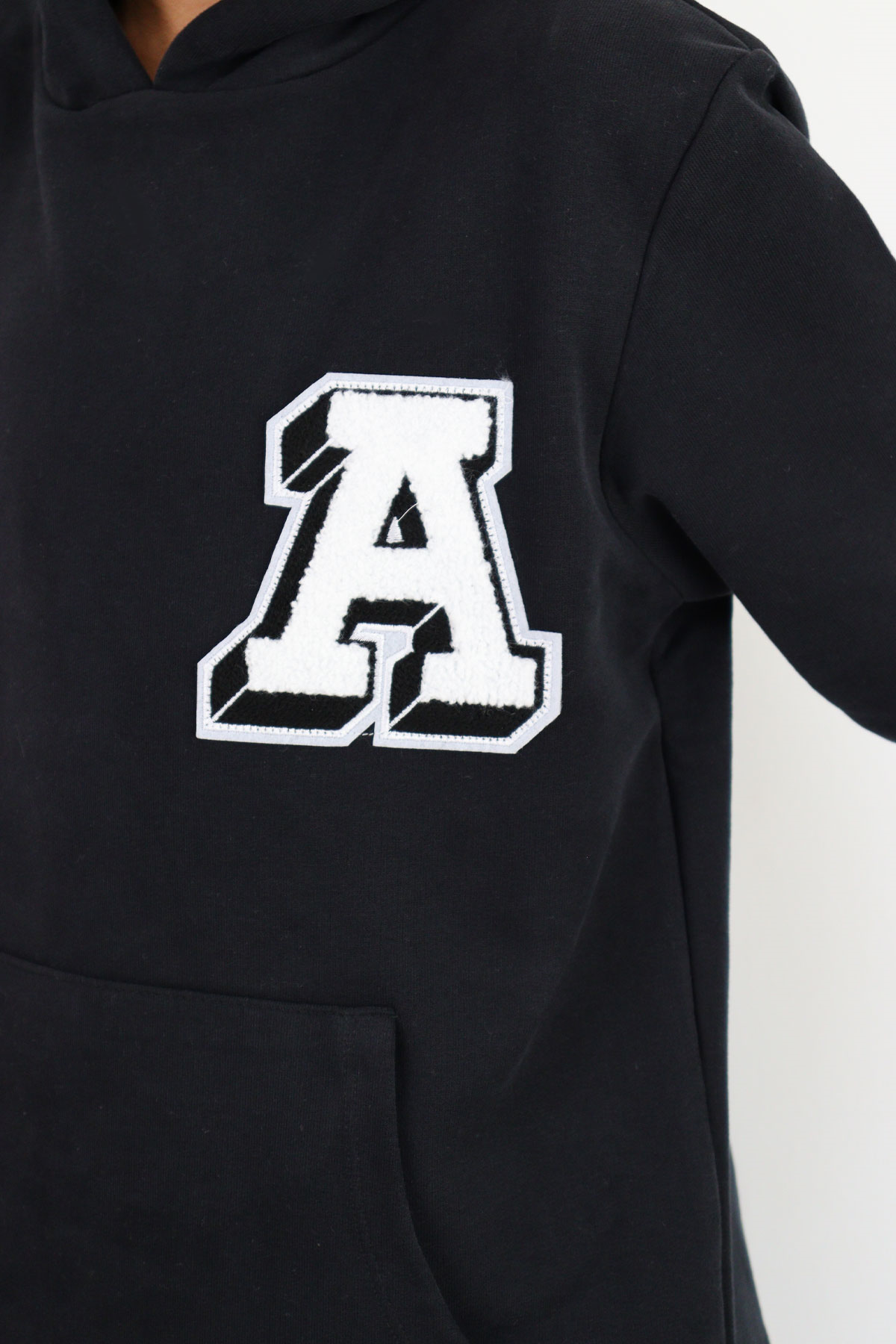 Breeze Erkek Çocuk Sweatshirt A Harfi Yazı Nakış Armalı Siyah (9-14 Yaş)