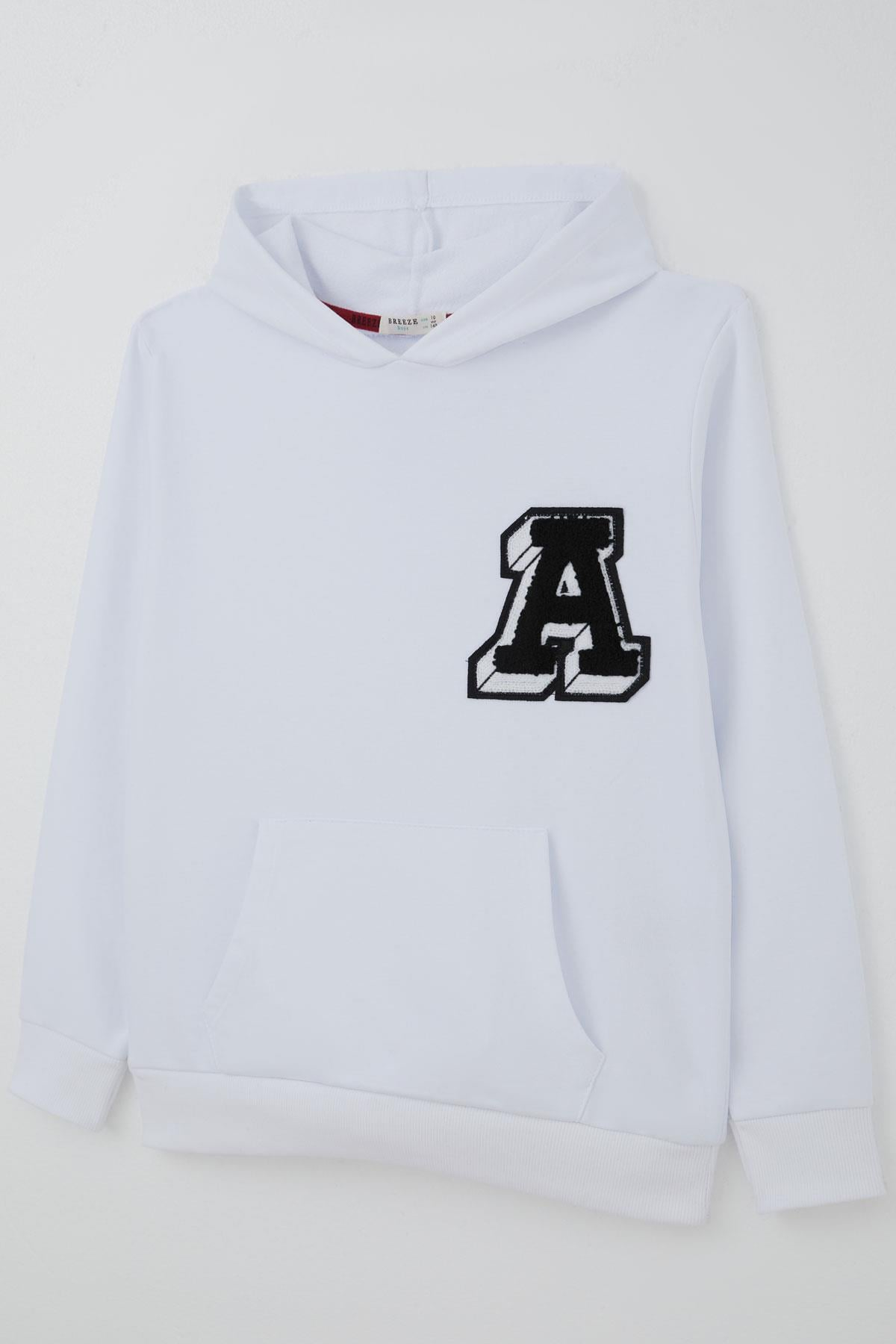 Breeze Erkek Çocuk Sweatshirt A Harfi Yazı Nakış Armalı Beyaz (9-14 Yaş)