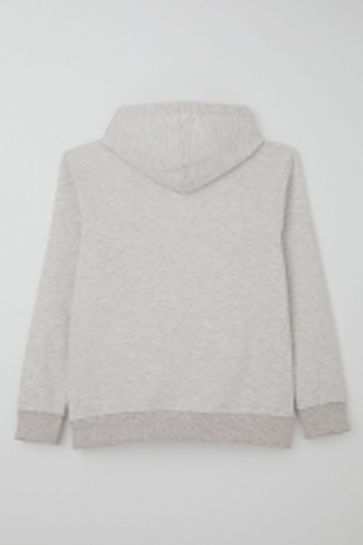 Breeze Erkek Çocuk Sweatshirt A Harfi Yazı Nakış Armalı Bej Melanj (9-14 Yaş)