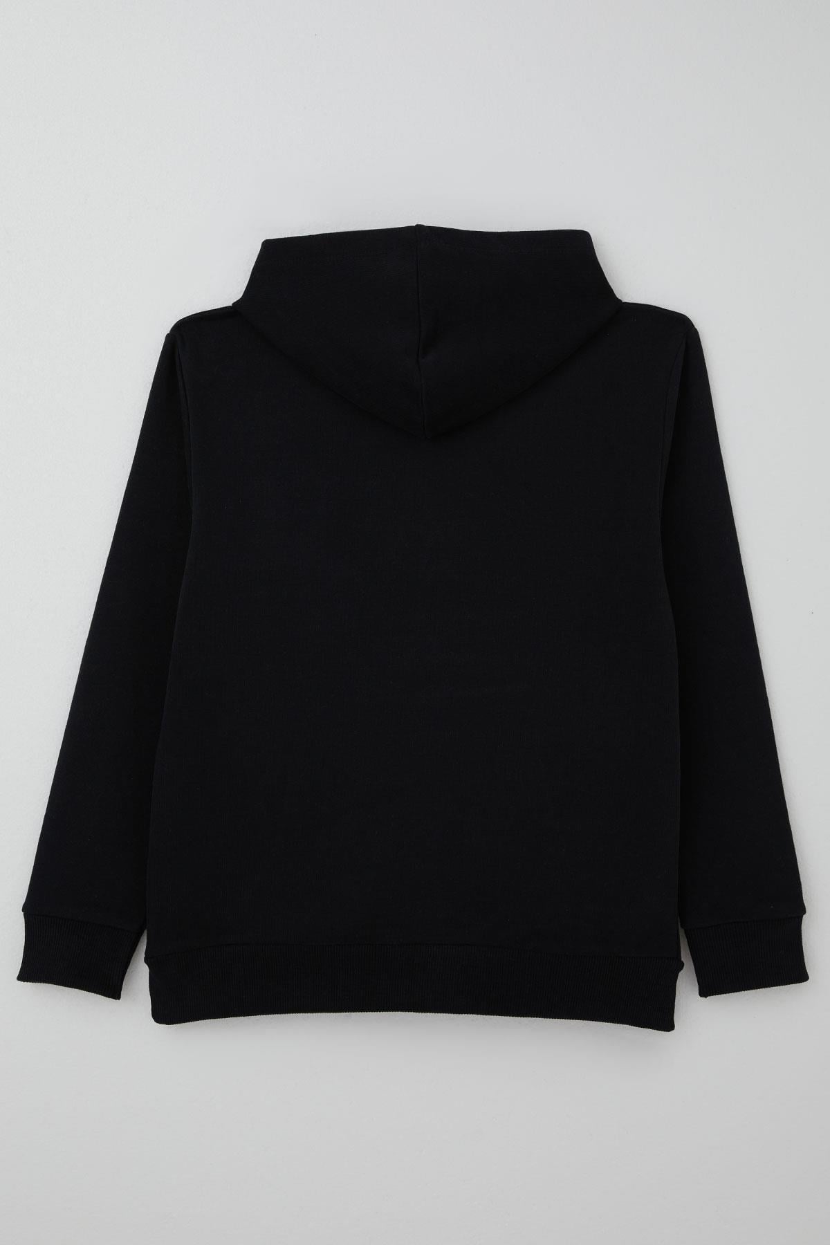 Breeze Erkek Çocuk Sweatshirt A Harfi Yazı Nakış Armalı Siyah (9-14 Yaş)