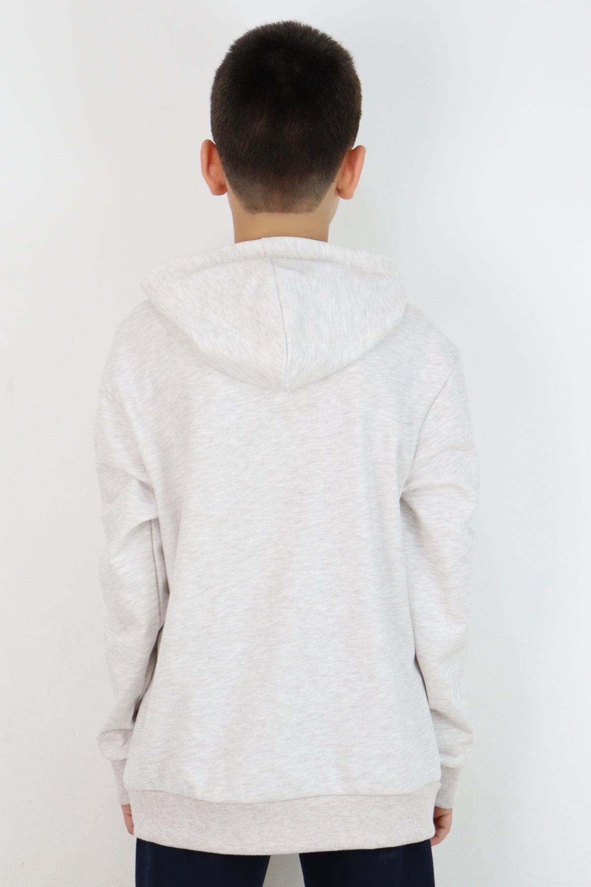 Breeze Erkek Çocuk Sweatshirt A Harfi Yazı Nakış Armalı Bej Melanj (9-14 Yaş)