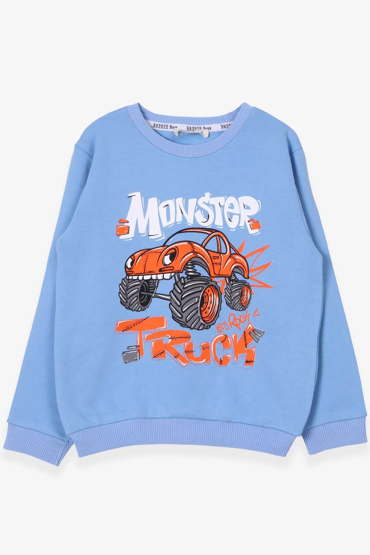 Breeze Erkek Çocuk Sweatshirt Araba Baskılı Açık Mavi (3-5 Yaş)