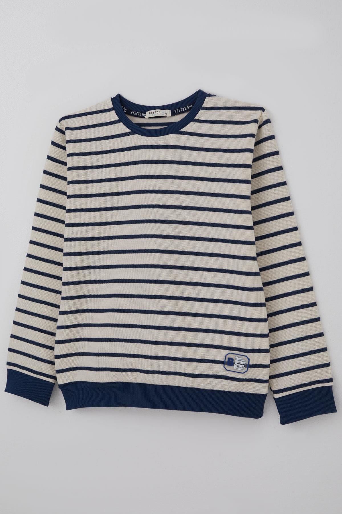 Breeze Erkek Çocuk Sweatshirt Arma Detaylı Ekru (4-10 Yaş)