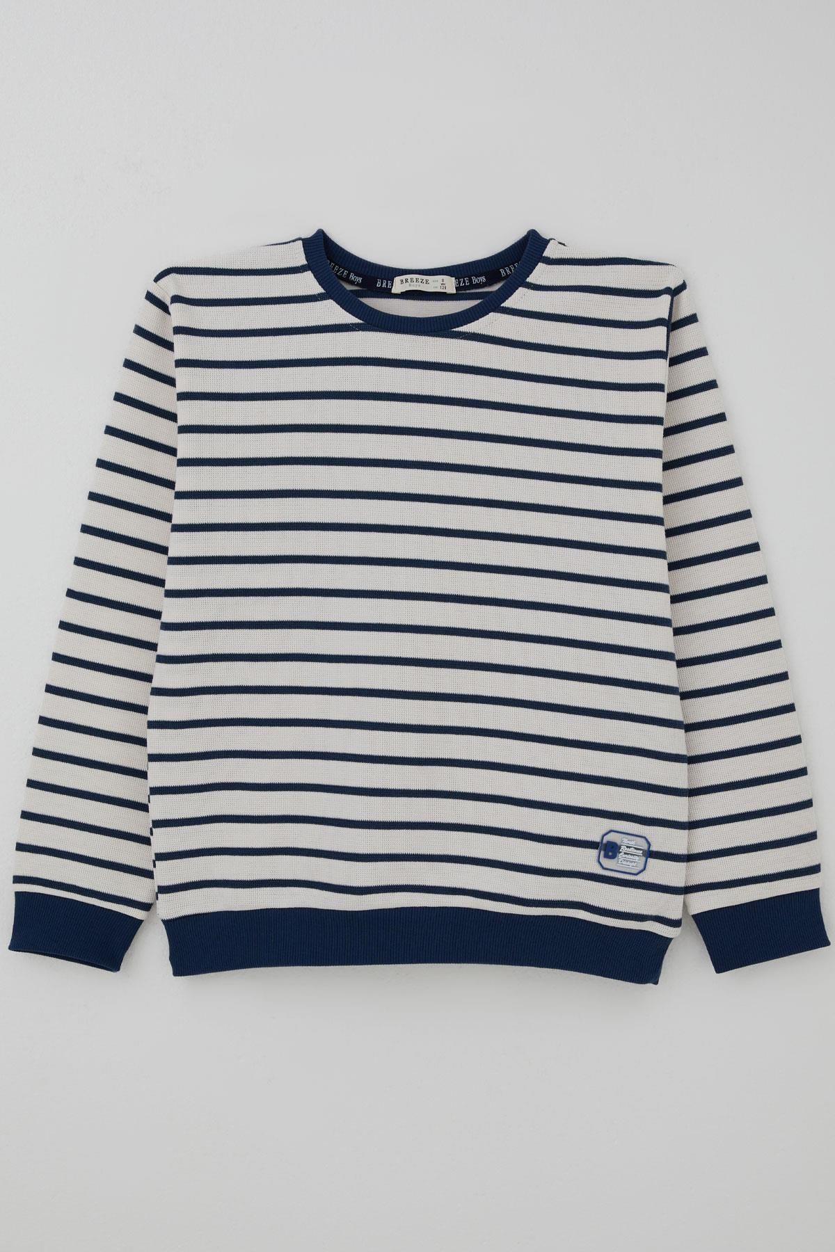 Breeze Erkek Çocuk Sweatshirt Arma Detaylı Beyaz (4-10 Yaş)