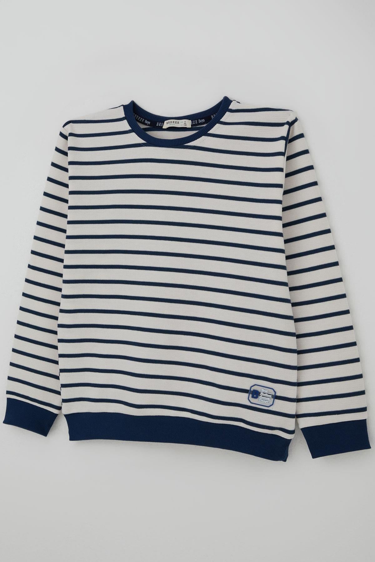 Breeze Erkek Çocuk Sweatshirt Arma Detaylı Beyaz (4-10 Yaş)