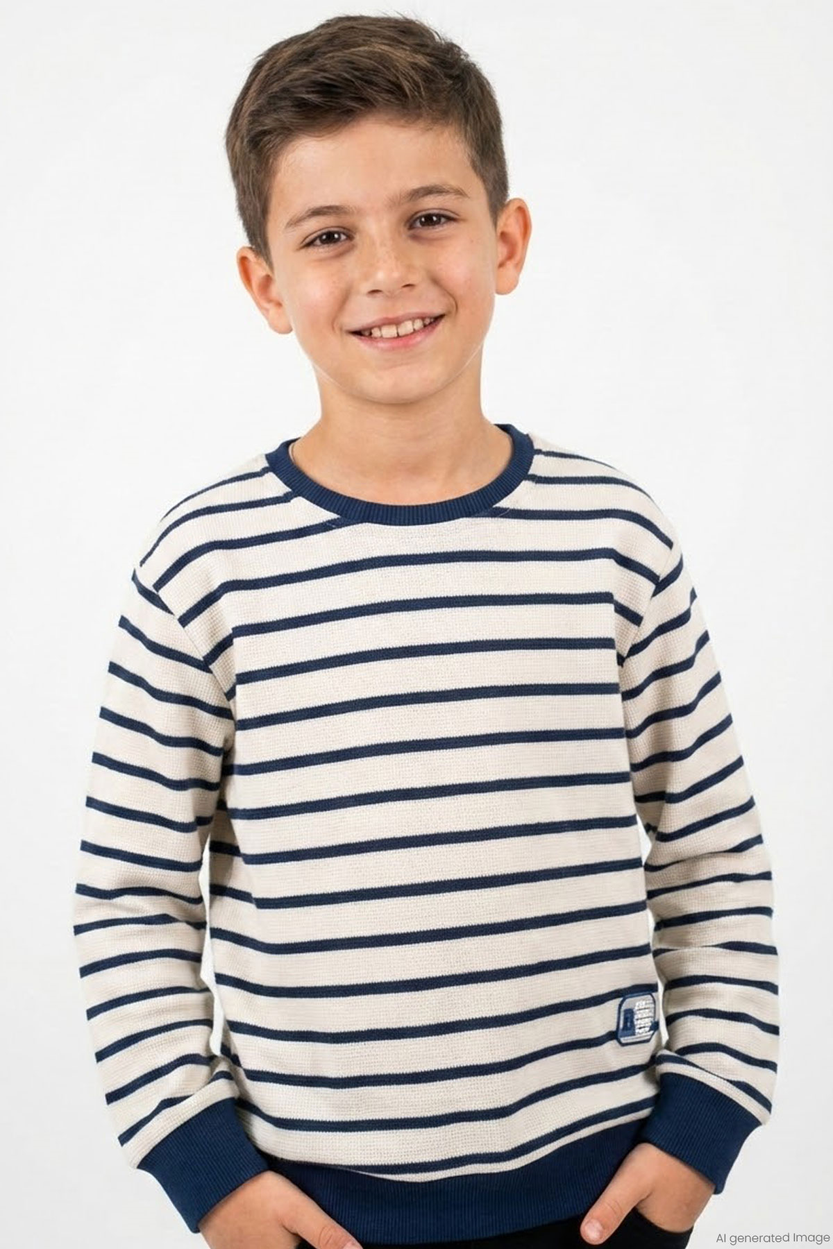 Breeze Erkek Çocuk Sweatshirt Arma Detaylı Beyaz (4-10 Yaş)