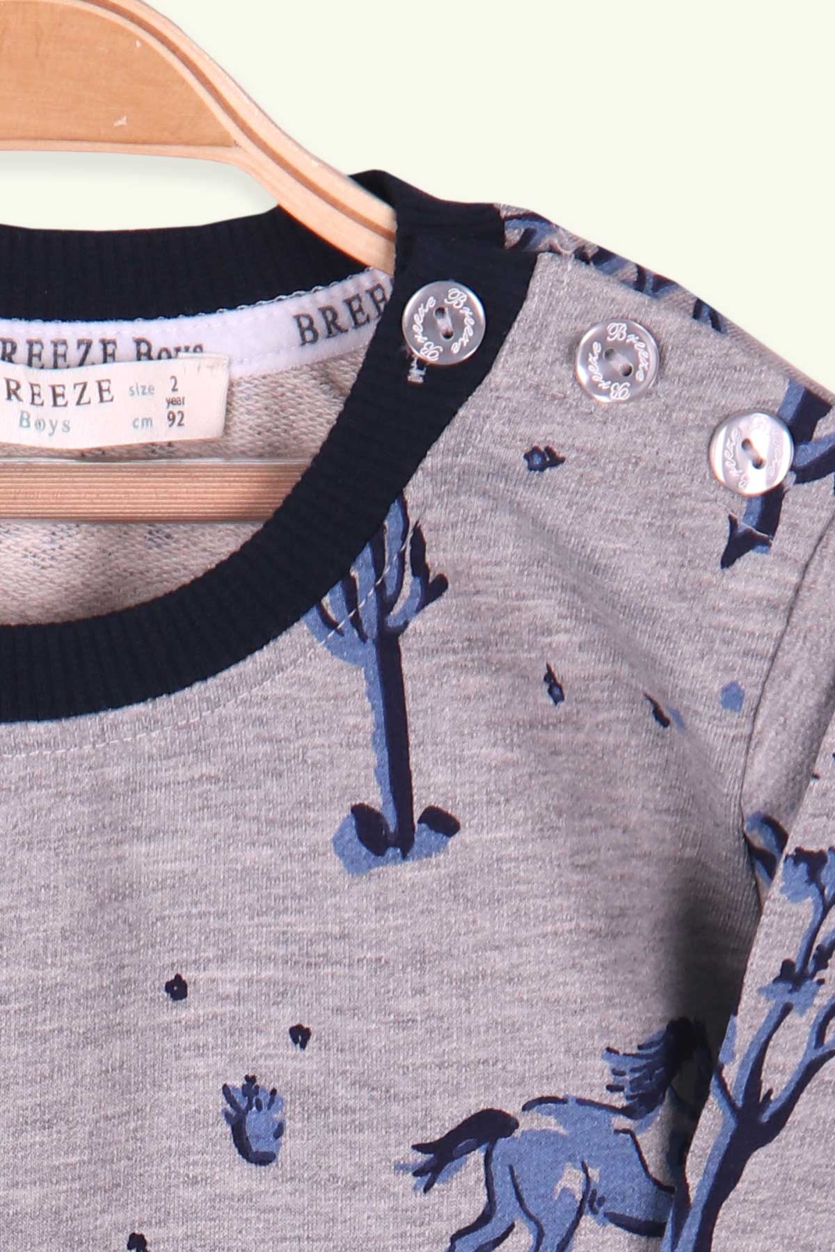 Breeze Erkek Çocuk Sweatshirt At Desenli Gri Melanj (2-6 Yaş)