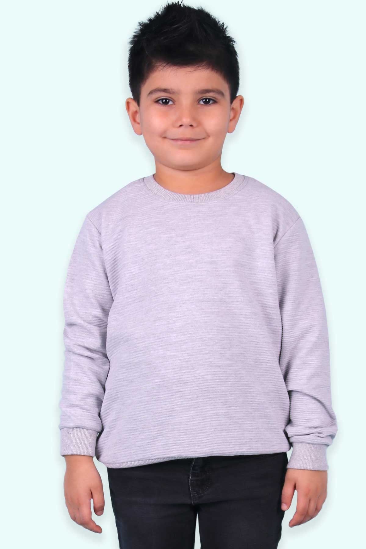 Breeze Erkek Çocuk Sweatshirt Basic Açık Gri (5-9 Yaş)