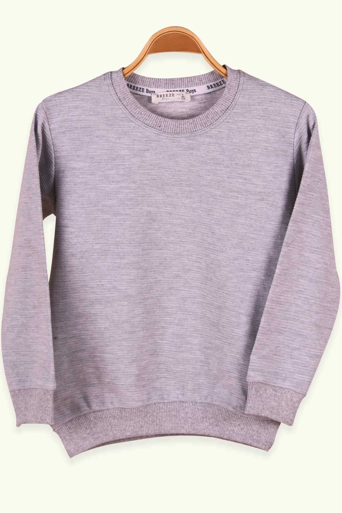 Breeze Erkek Çocuk Sweatshirt Basic Açık Gri (5-9 Yaş)