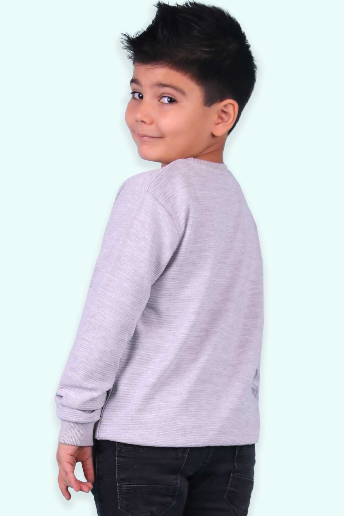 Breeze Erkek Çocuk Sweatshirt Basic Açık Gri (5-9 Yaş)