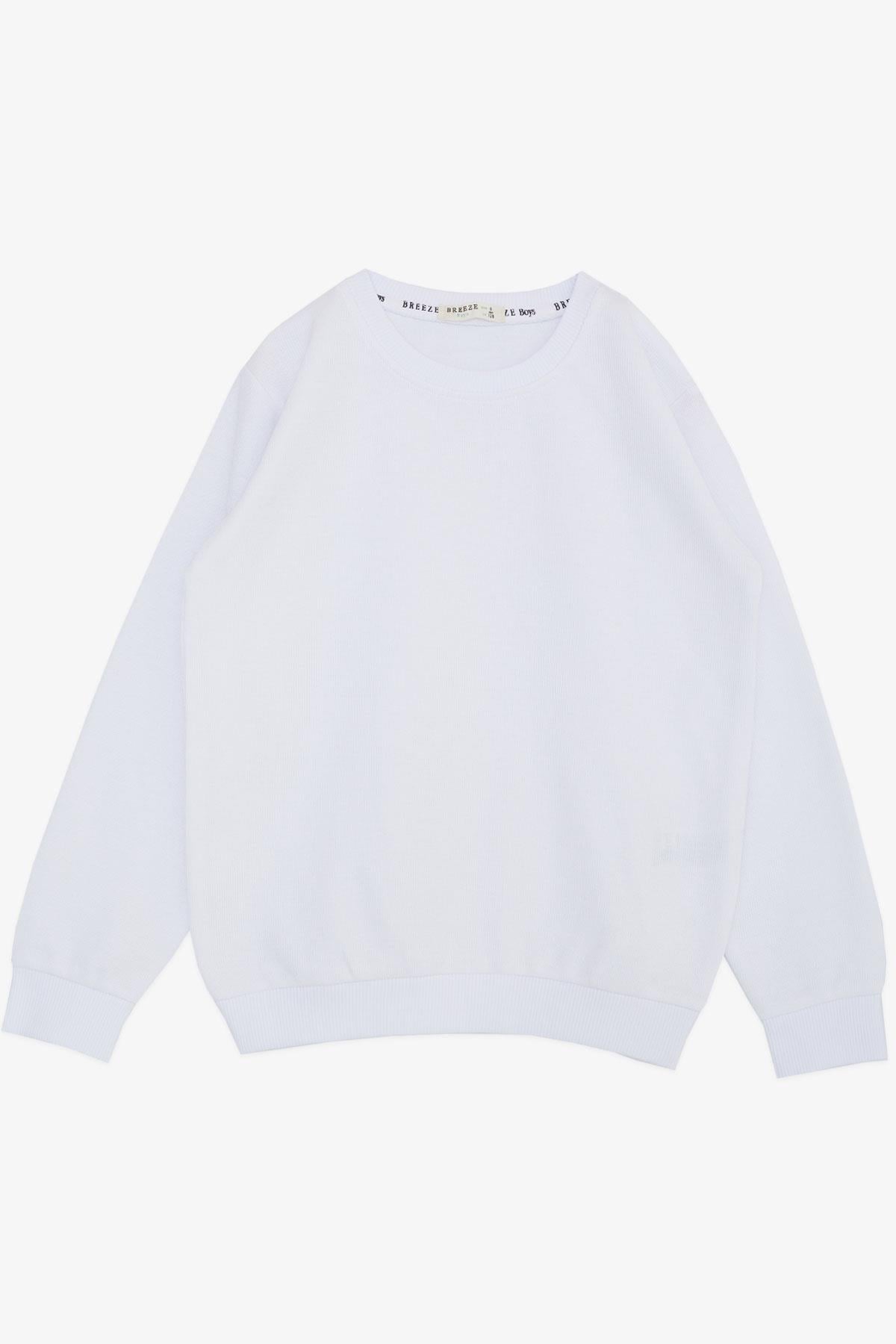 Breeze Erkek Çocuk Sweatshirt Basic Beyaz (4-8 Yaş)