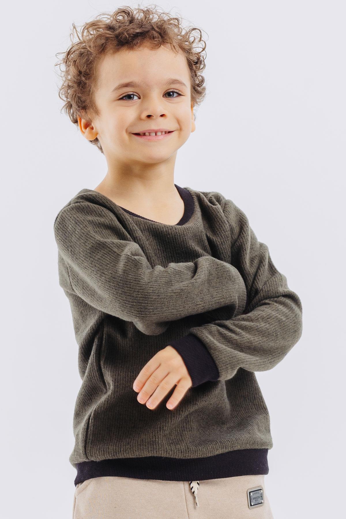 Breeze Erkek Çocuk Sweatshirt Basic Haki Yeşil (2-5 Yaş)