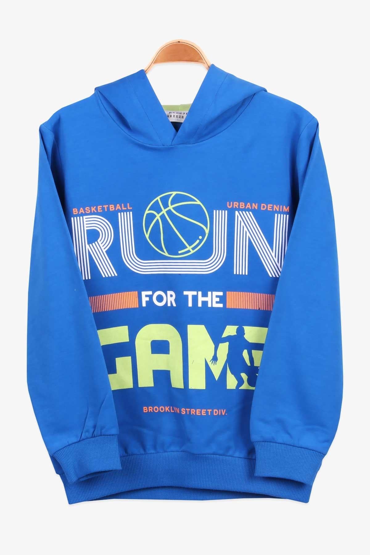 Breeze Erkek Çocuk Sweatshirt Basketbol Temalı Saks Mavisi (8-14 Yaş)