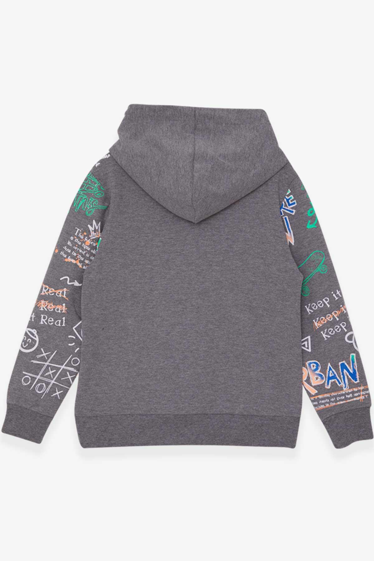 Breeze Erkek Çocuk Sweatshirt Baskı Desenli Gri Melanj (9-14 Yaş)