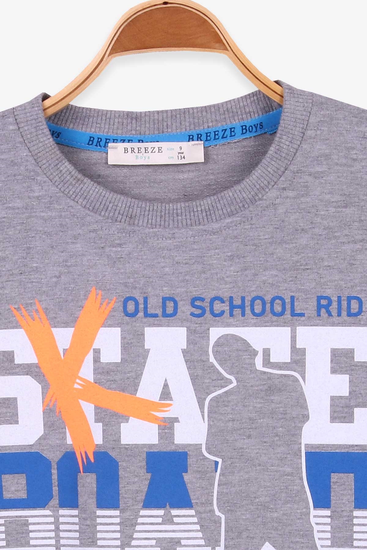 Breeze Erkek Çocuk Sweatshirt Baskılı Gri Melanj (9-14 Yaş)