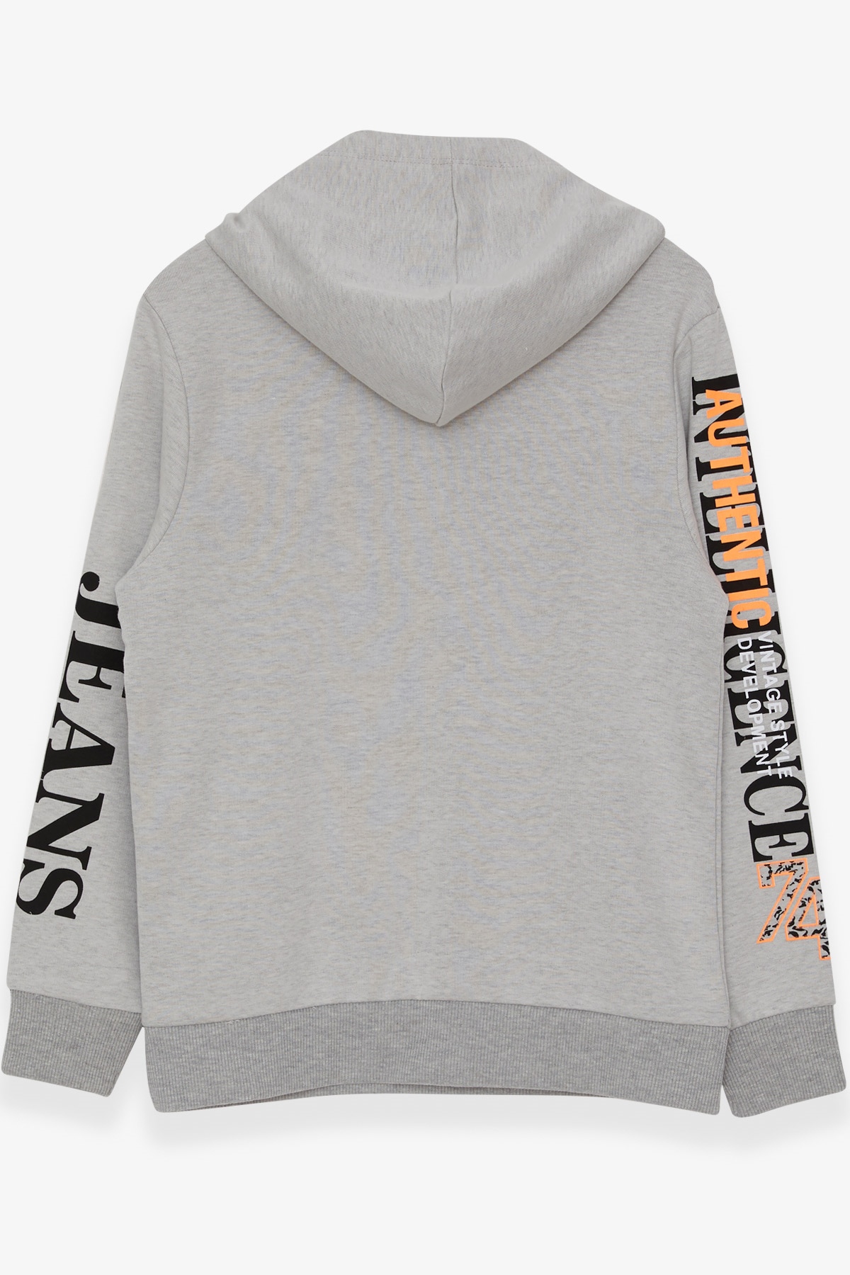 Breeze Erkek Çocuk Sweatshirt Baskılı Kapüşonlu Gri Melanj (9-14 Yaş)