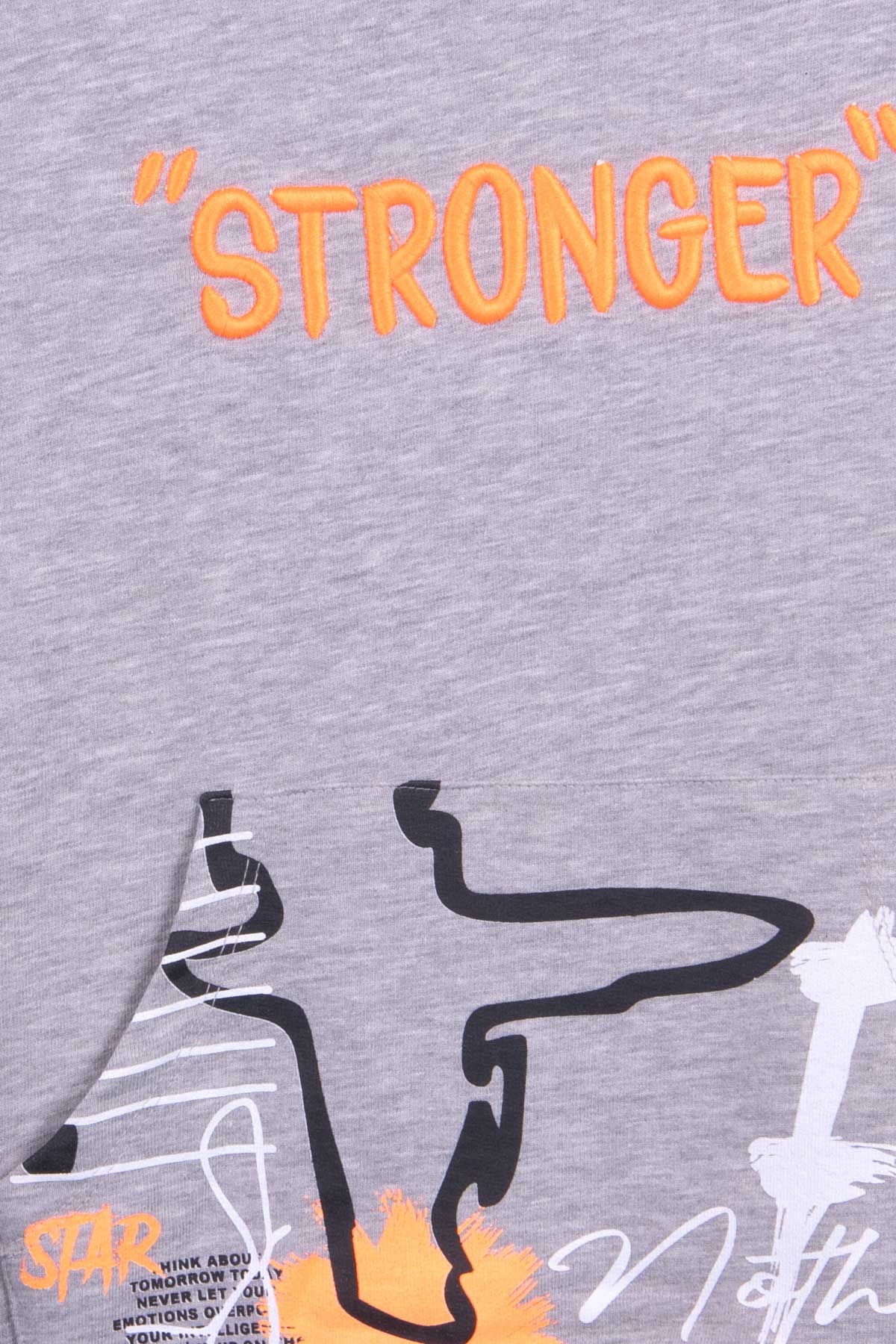 Breeze Erkek Çocuk Sweatshirt Baskılı Nakışlı Gri Melanj (8-14 Yaş)
