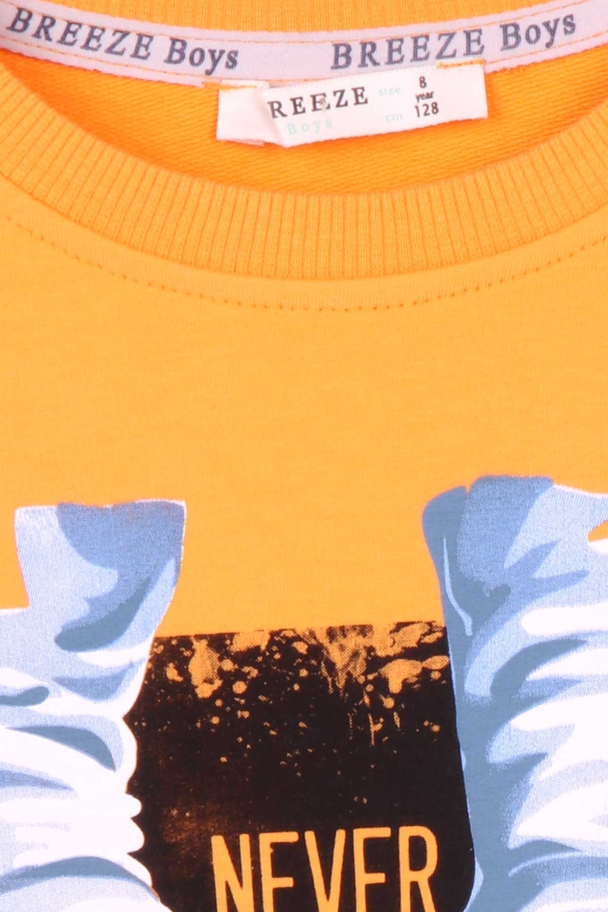 Breeze Erkek Çocuk Sweatshirt Baskılı Hardal Sarı (8-14 Yaş)