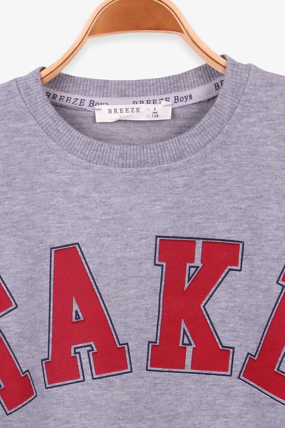 Breeze Erkek Çocuk Sweatshirt Baskılı Gri Melanj (8-14 Yaş)