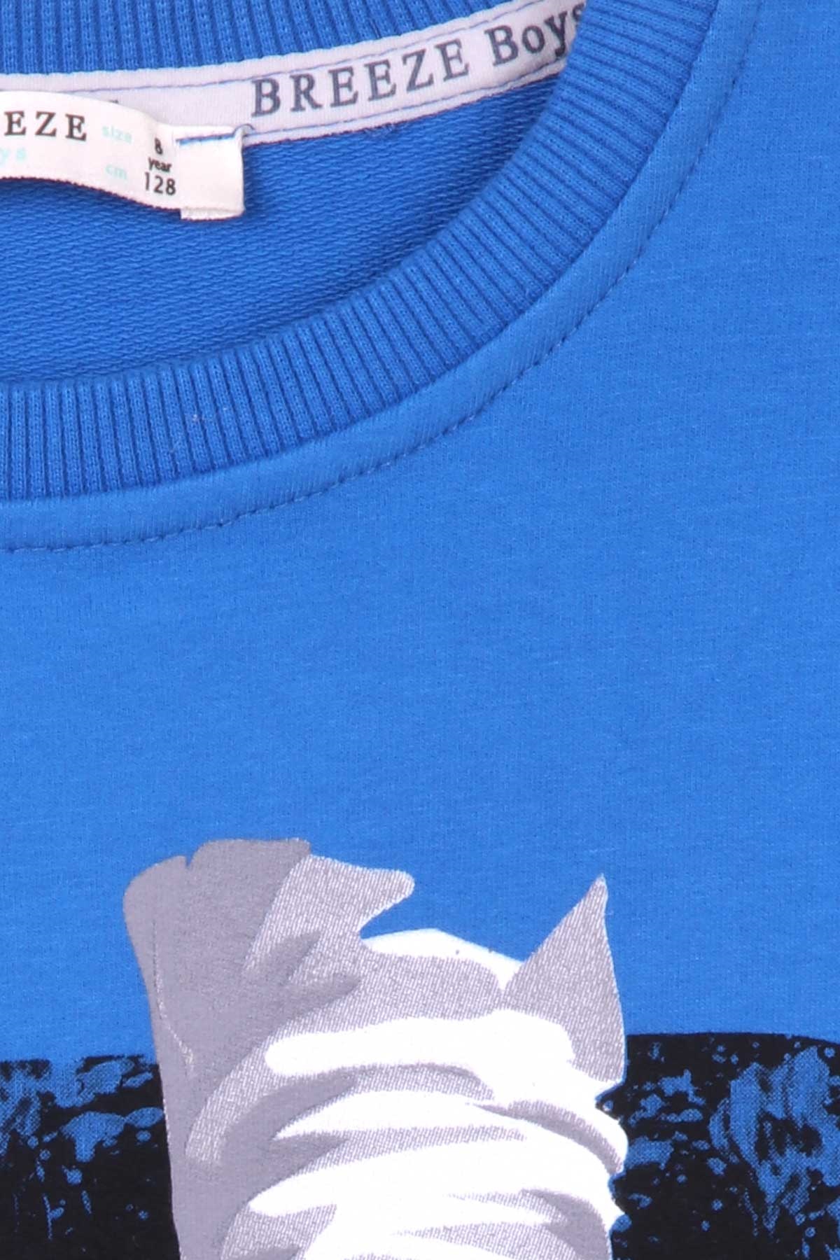 Breeze Erkek Çocuk Sweatshirt Baskılı Saks Mavisi (8-14 Yaş)