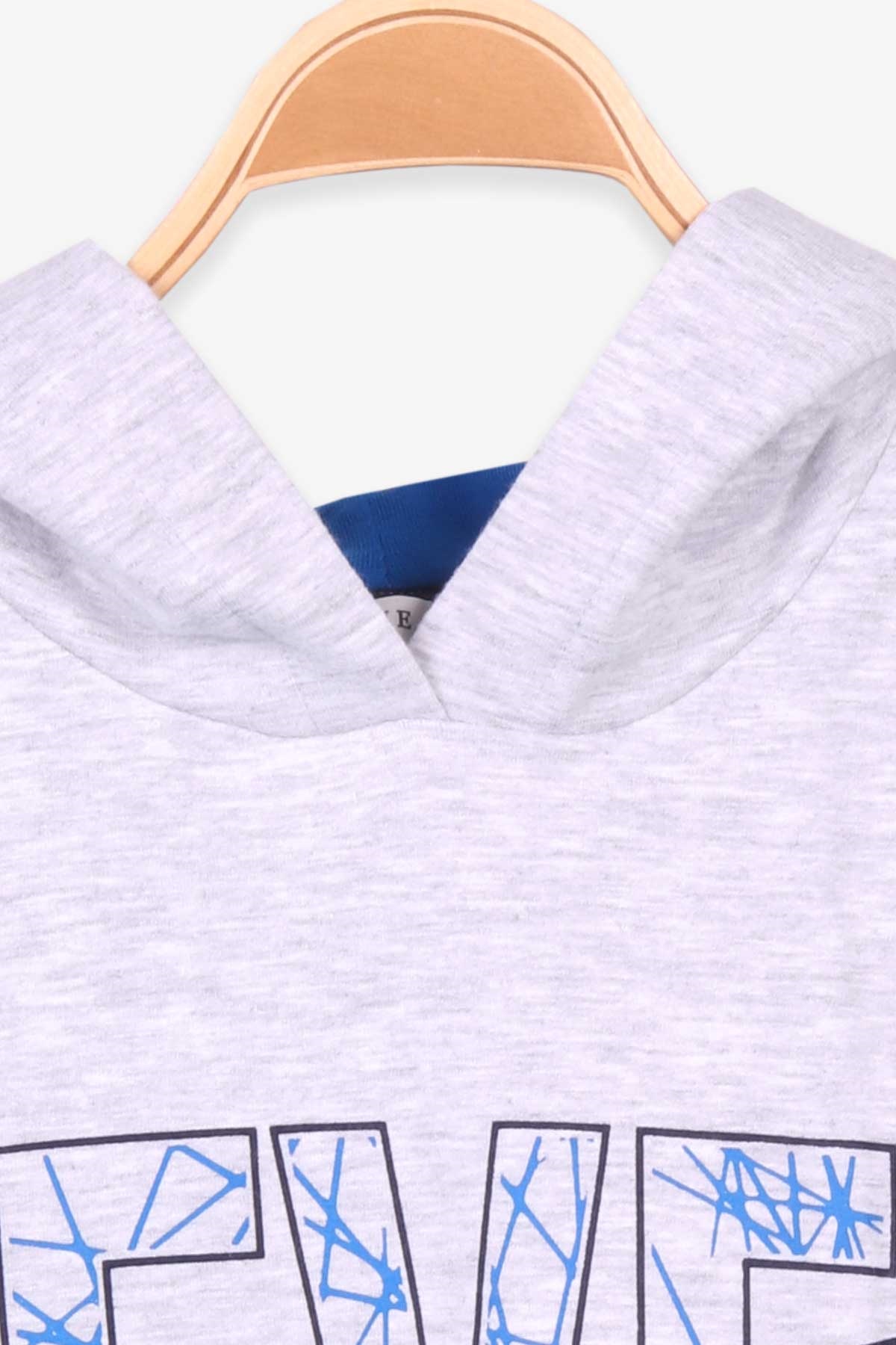 Breeze Erkek Çocuk Sweatshirt Baskılı Açık Gri Melanj (8-14 Yaş)