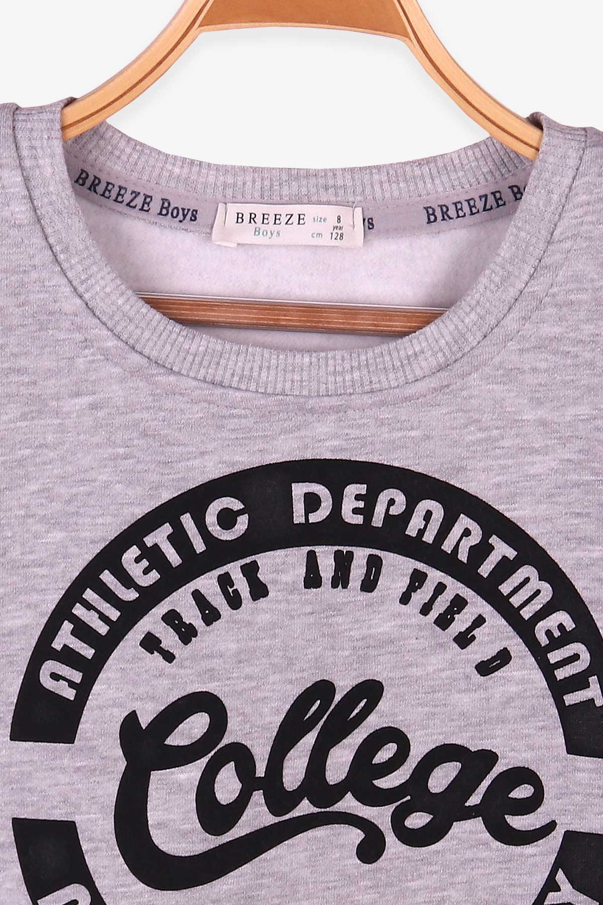 Breeze Erkek Çocuk Sweatshirt Baskılı Açık Gri Melanj (8-14 Yaş)
