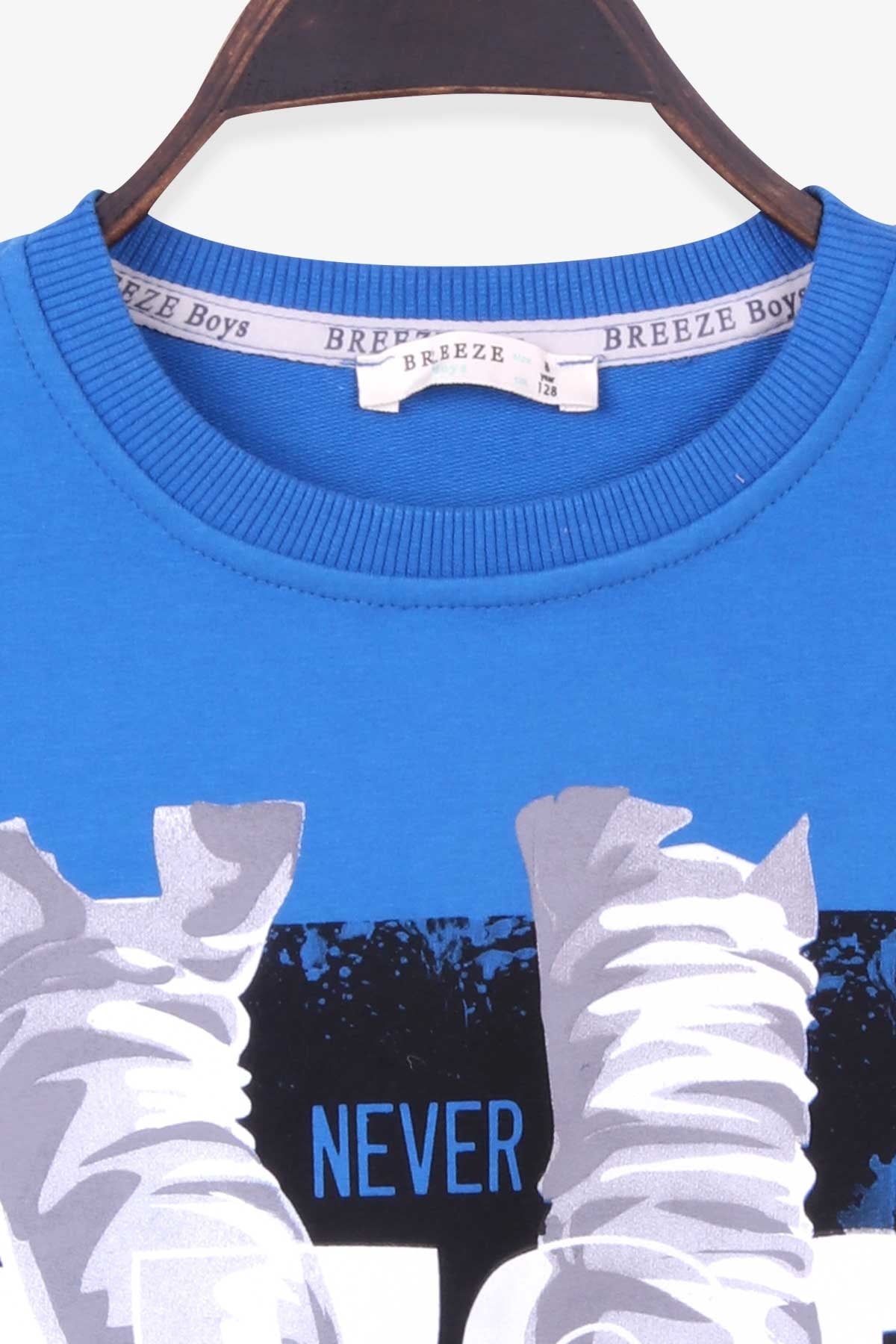 Breeze Erkek Çocuk Sweatshirt Baskılı Saks Mavisi (8-14 Yaş)
