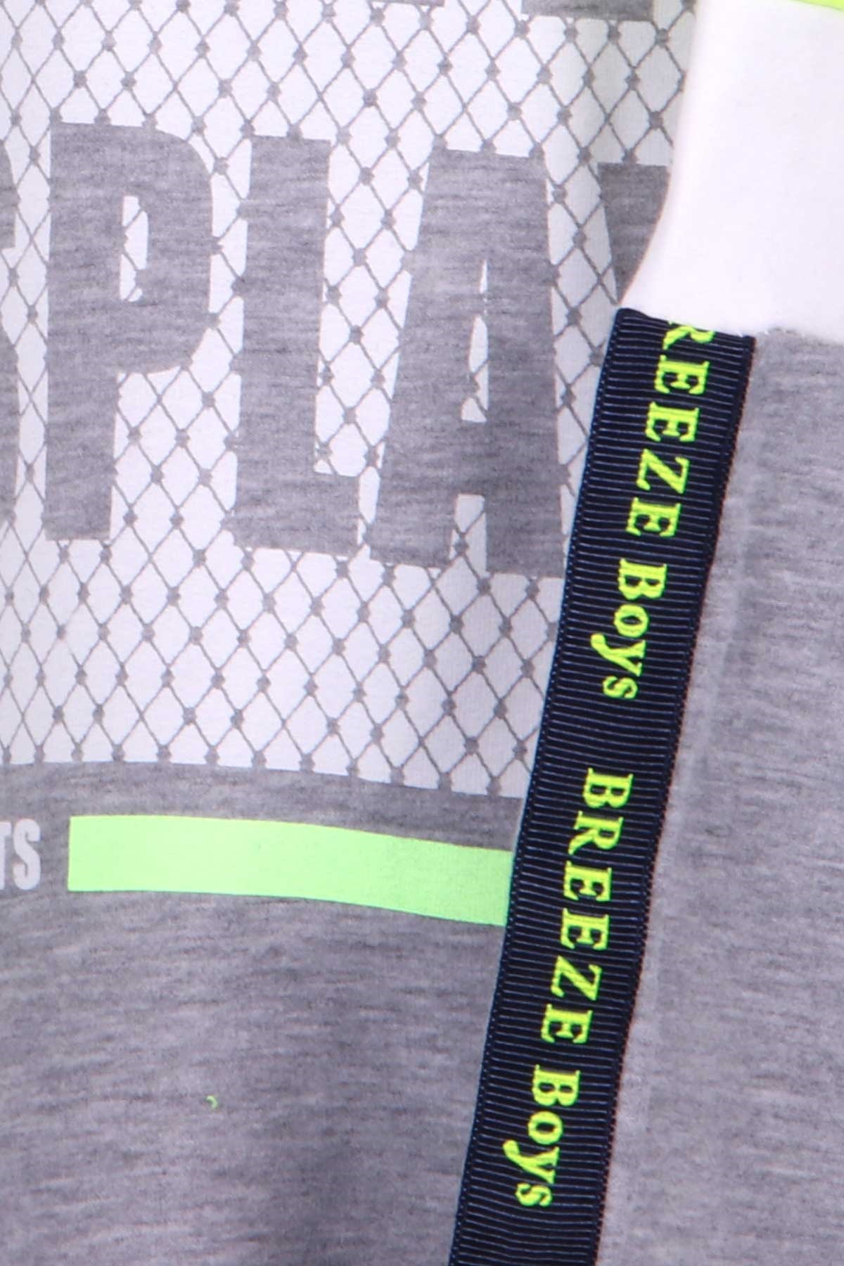 Breeze Erkek Çocuk Sweatshirt Baskılı Kapüşonlu Gri Melanj (10-15 Yaş)