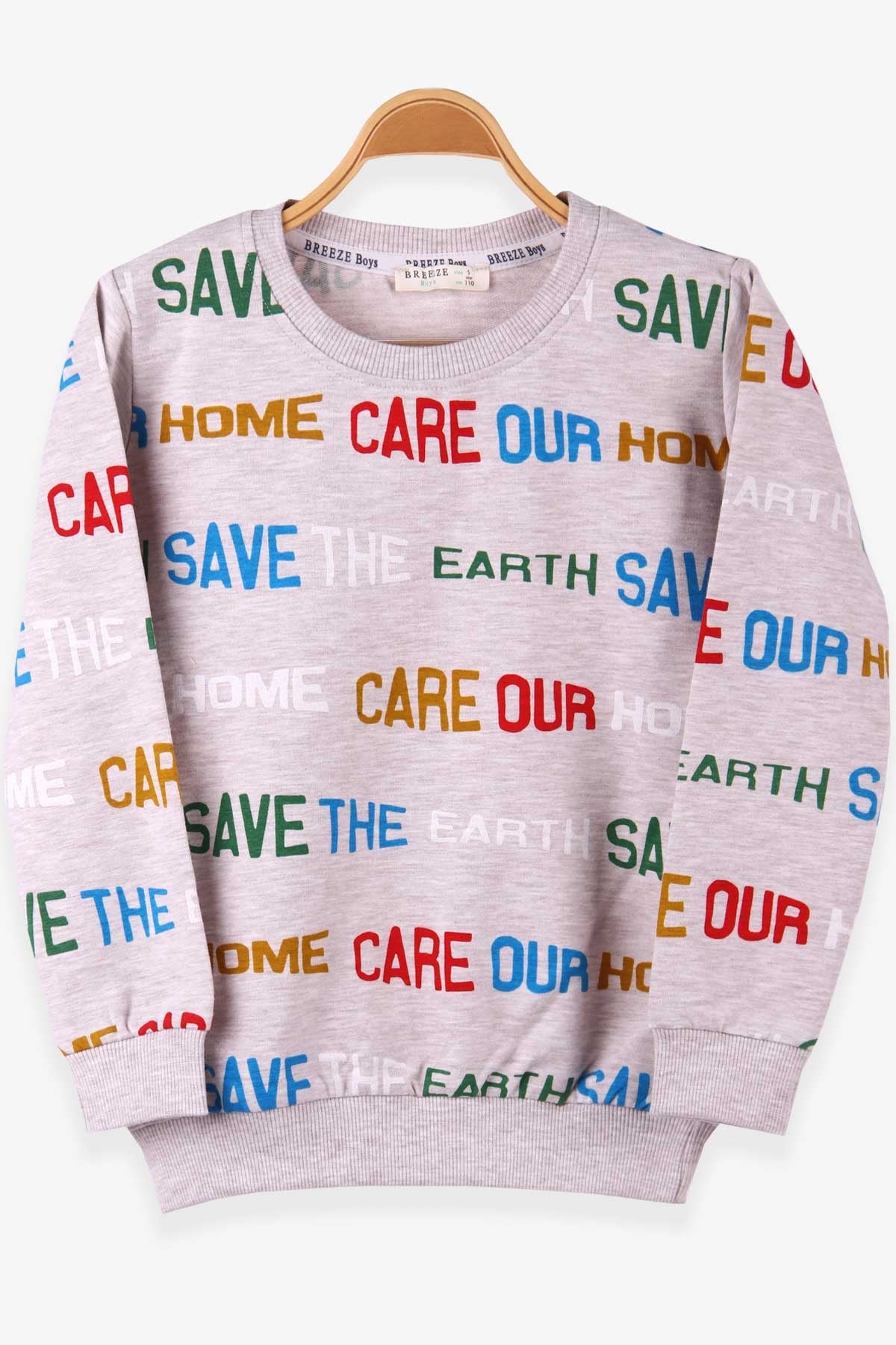 Breeze Erkek Çocuk Sweatshirt Baskılı Bej (5-10 Yaş)