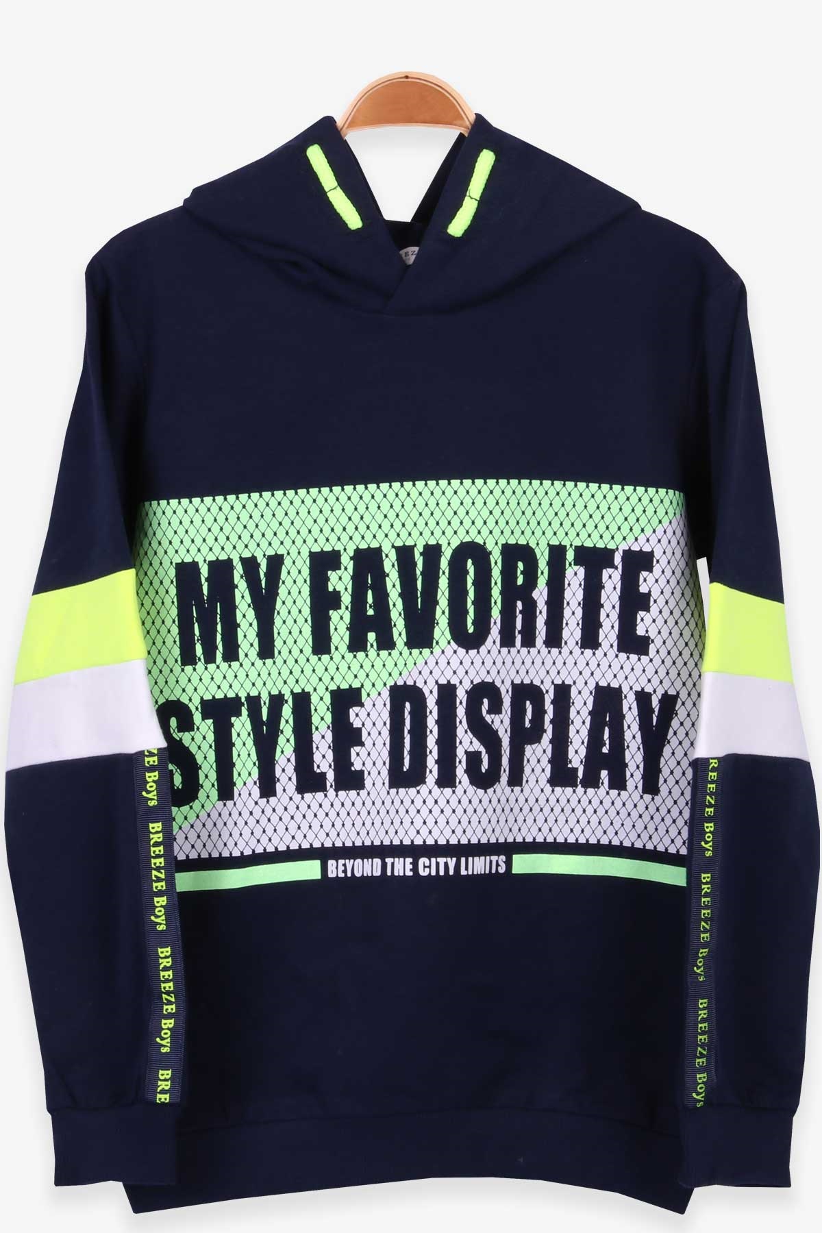 Breeze Erkek Çocuk Sweatshirt Baskılı Kapüşonlu Lacivert (10-15 Yaş)
