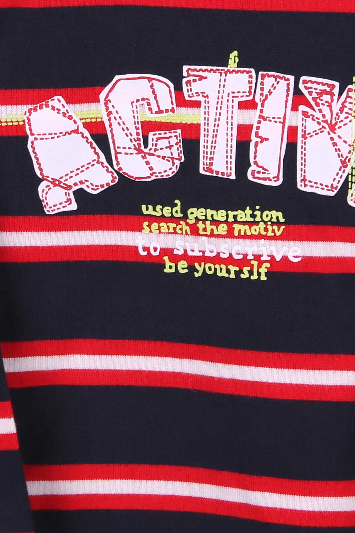 Breeze Erkek Çocuk Sweatshirt Baskılı Çizgili Lacivert (5-10 Yaş)