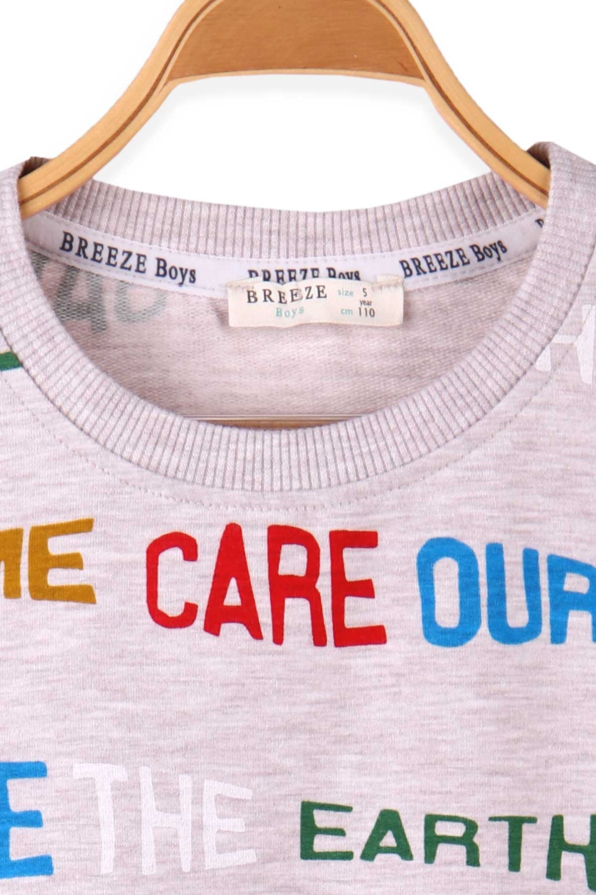 Breeze Erkek Çocuk Sweatshirt Baskılı Bej (5-10 Yaş)