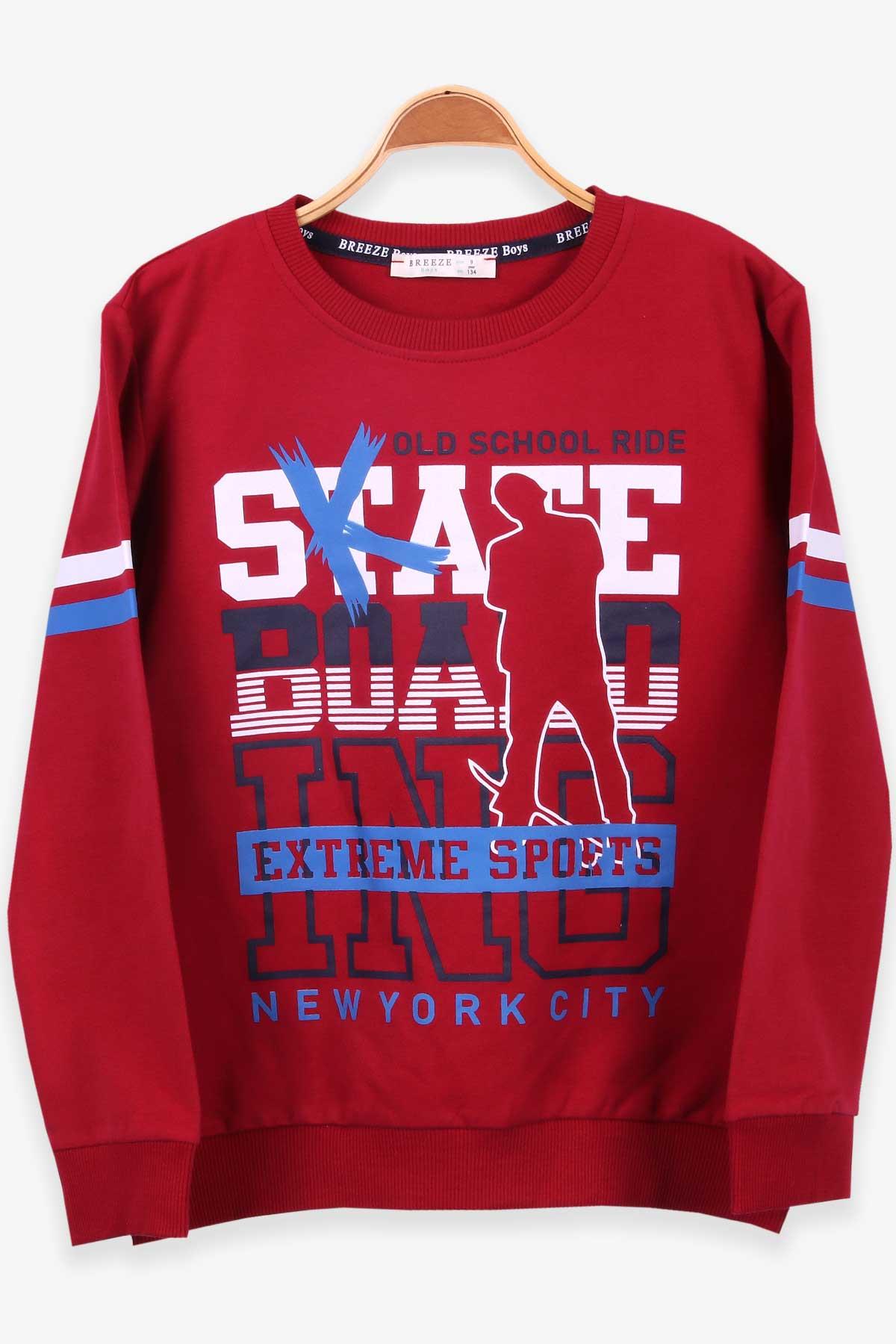 Breeze Erkek Çocuk Sweatshirt Baskılı Bordo (9 Yaş)