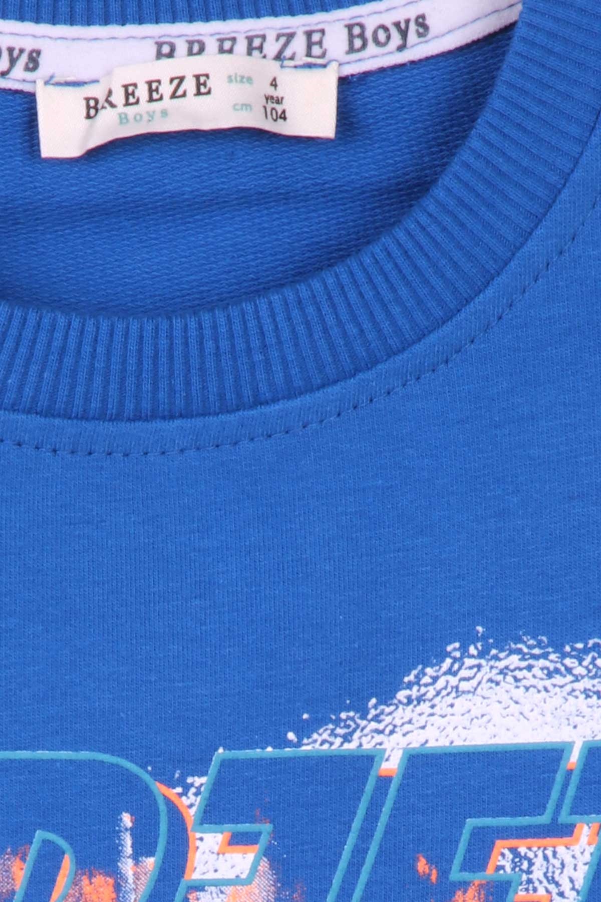 Breeze Erkek Çocuk Sweatshirt Baskılı Saks Mavisi (4-8 Yaş)