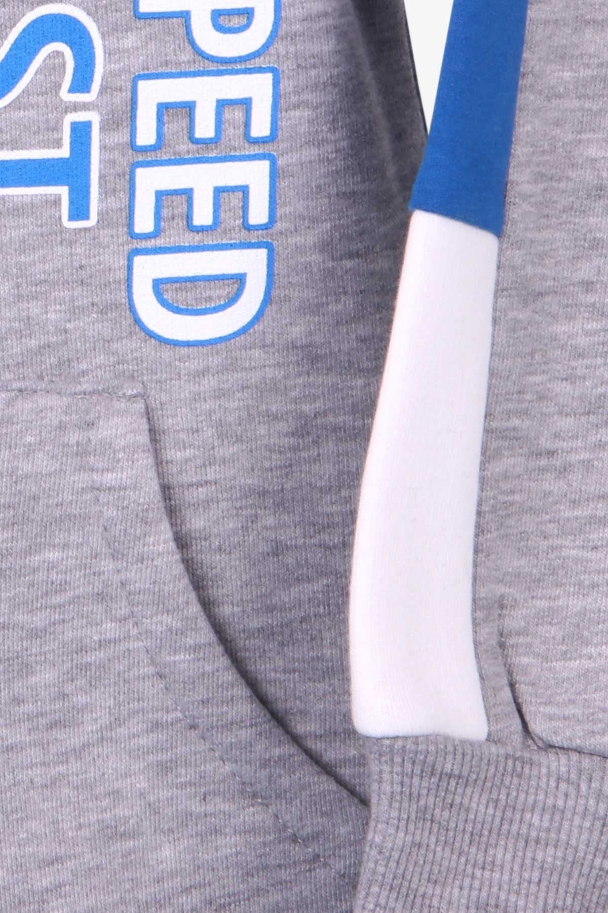 Breeze Erkek Çocuk Sweatshirt Baskılı Kapüşonlu Gri Melanj (4-8 Yaş)