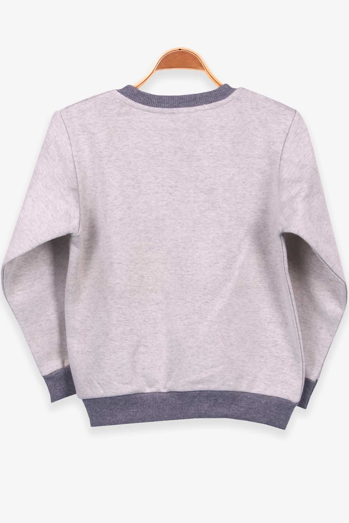 Breeze Erkek Çocuk Sweatshirt Baskılı Açık Gri Melanj (5-10 Yaş)