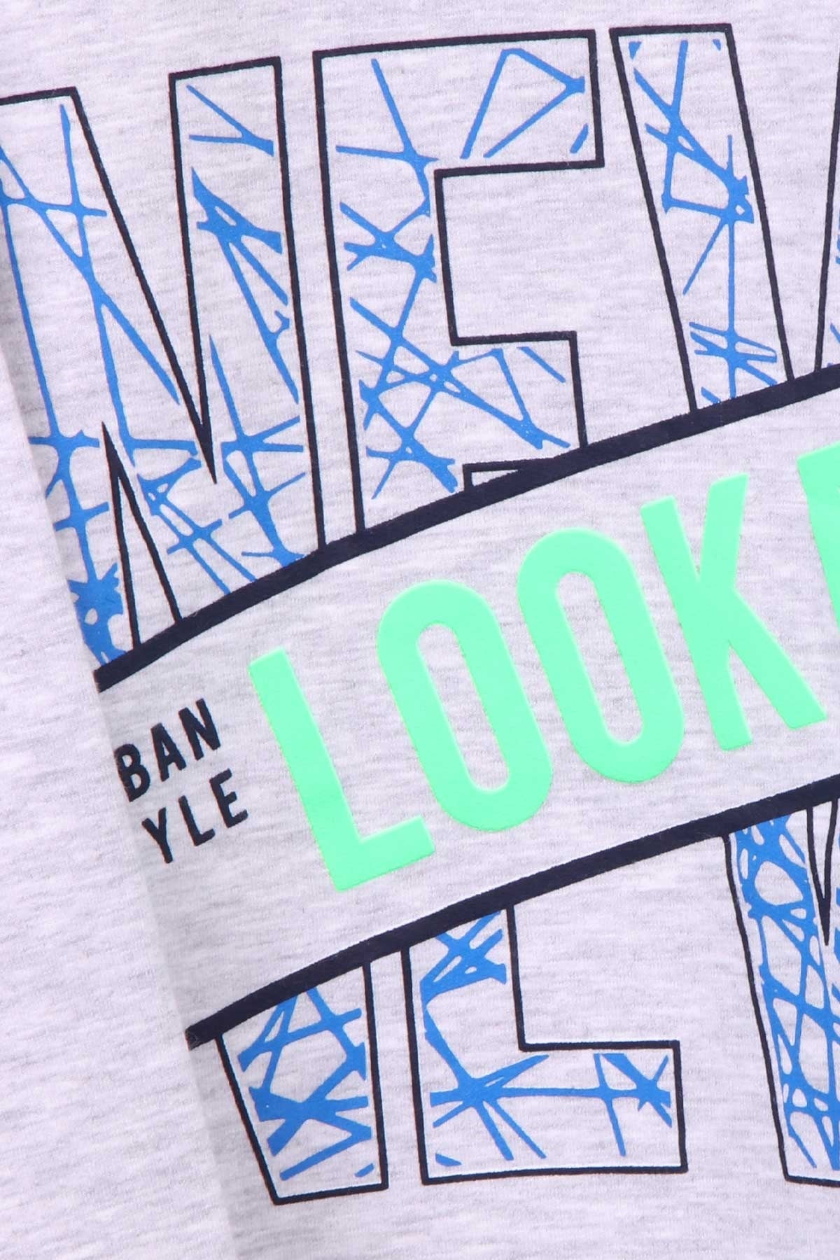 Breeze Erkek Çocuk Sweatshirt Baskılı Açık Gri Melanj (8-14 Yaş)
