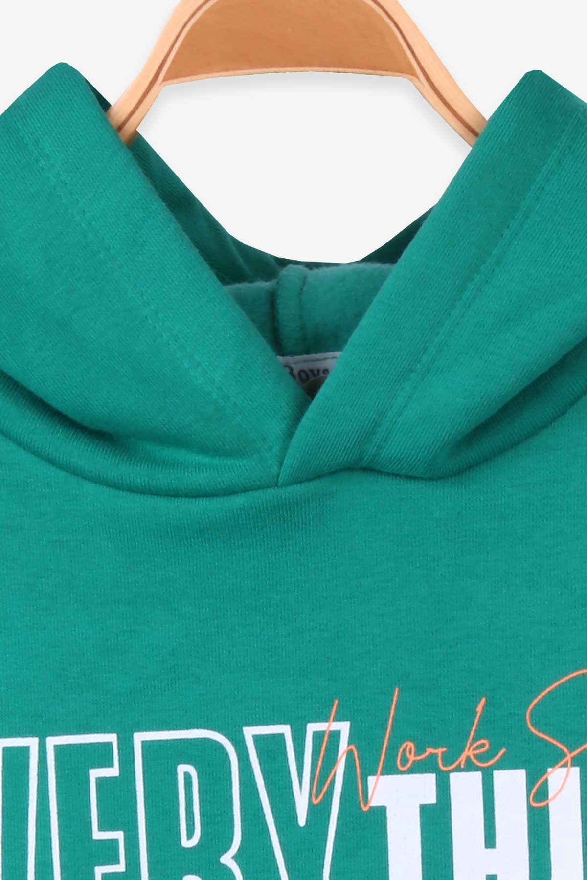 Breeze Erkek Çocuk Sweatshirt Baskılı Kapüşonlu Yeşil (8-14 Yaş)