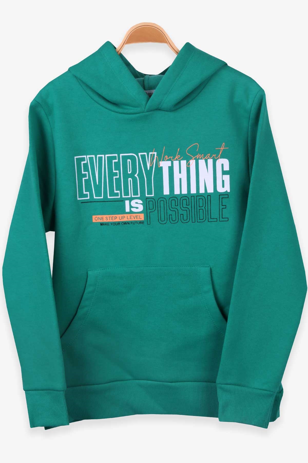 Breeze Erkek Çocuk Sweatshirt Baskılı Kapüşonlu Yeşil (8-14 Yaş)