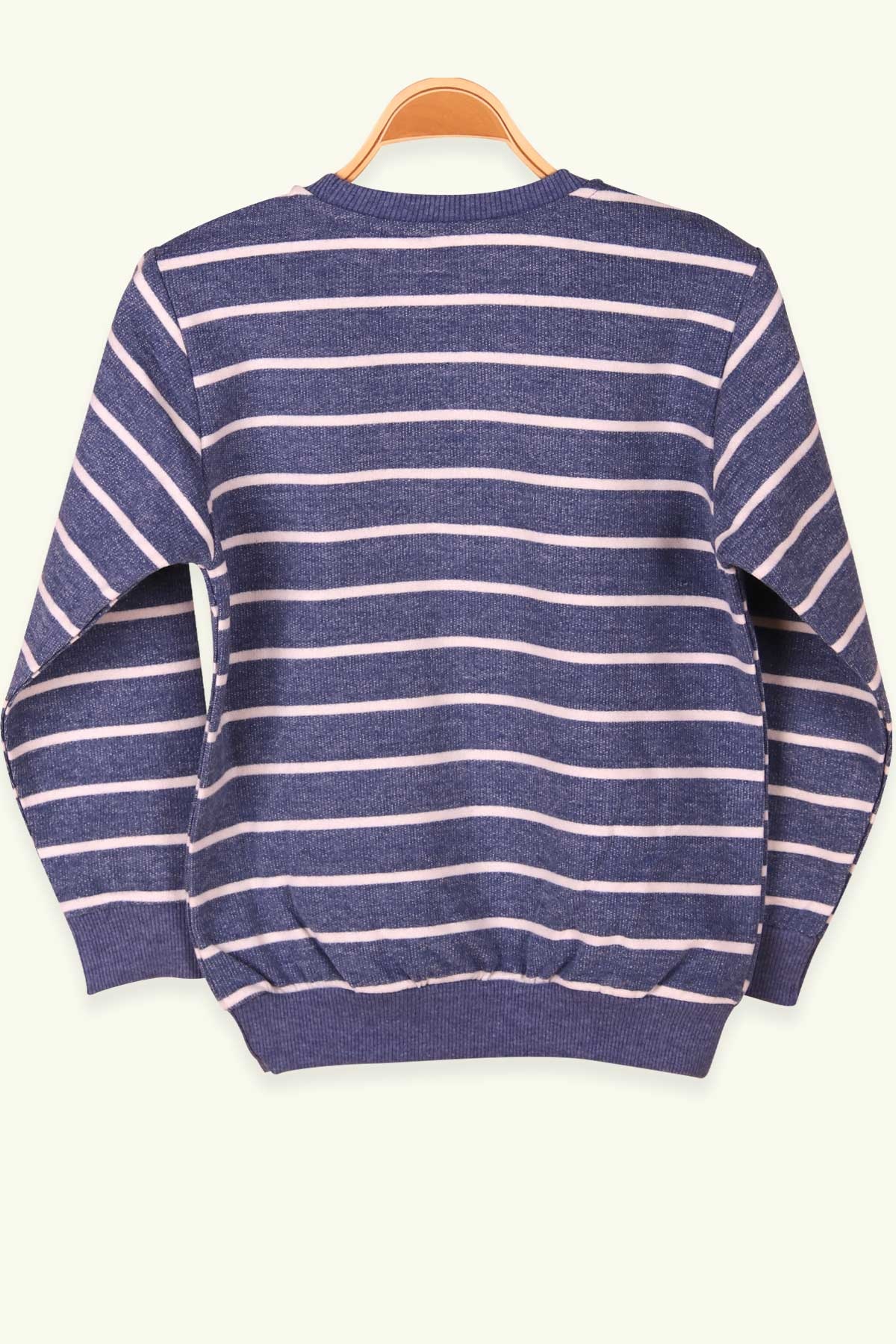 Breeze Erkek Çocuk Sweatshirt Baskılı Çizgili İndigo (5-10 Yaş)
