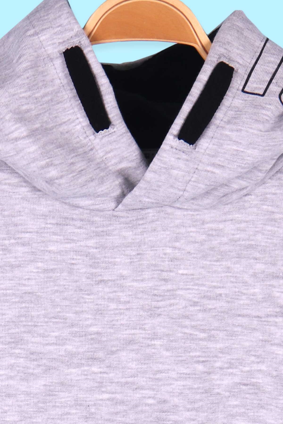 Breeze Erkek Çocuk Sweatshirt Baskılı Kanguru Cepli Açık Gri (9-16 Yaş)