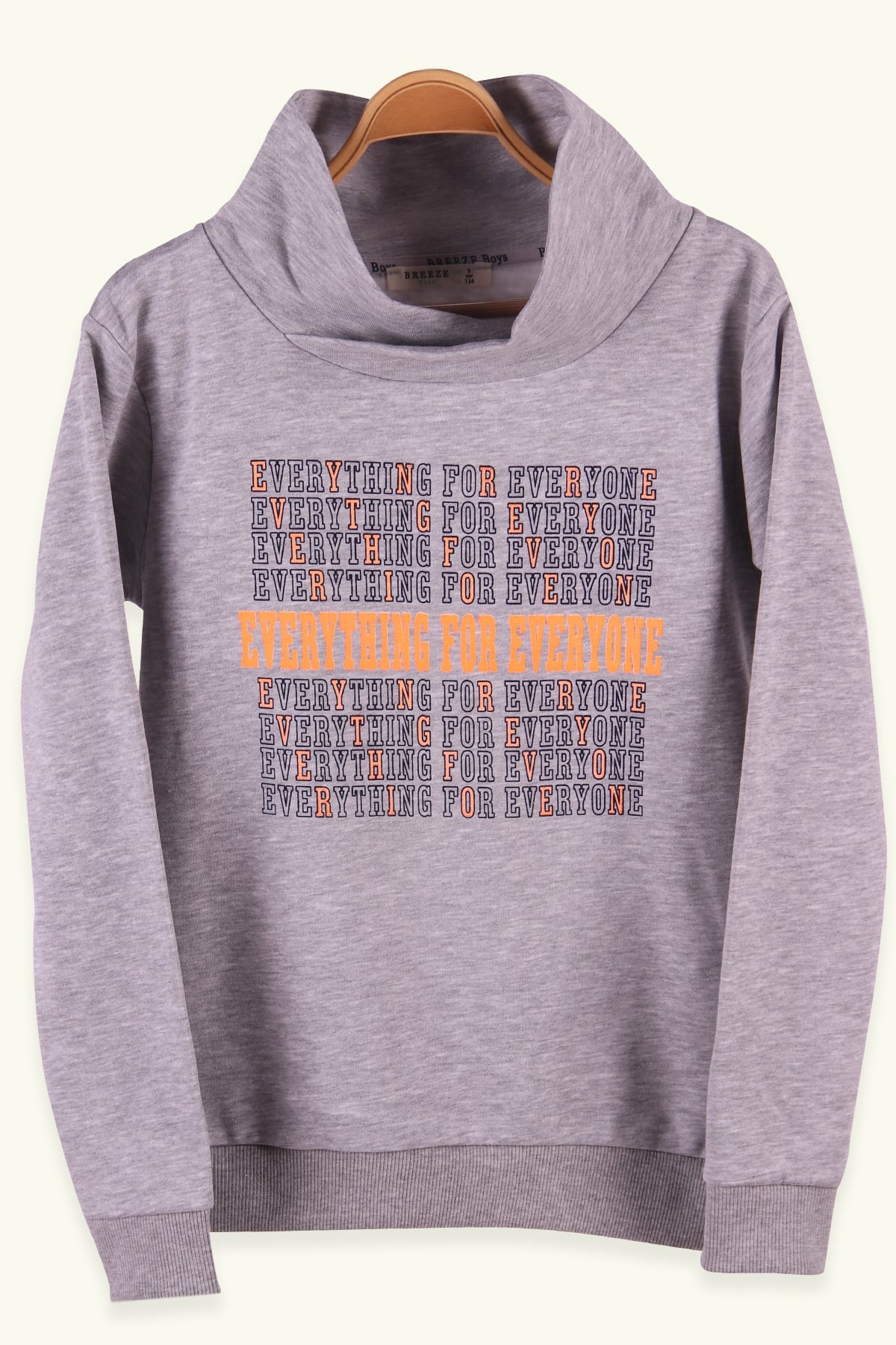 Breeze Erkek Çocuk Sweatshirt Baskılı Şal Yaka Gri (9-14 Yaş)